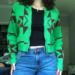 Green and Brown Pacsun Zip-Up Sweatshirt